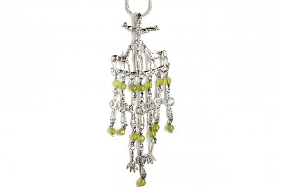 Ciondolo in oro con pietre semipreziose