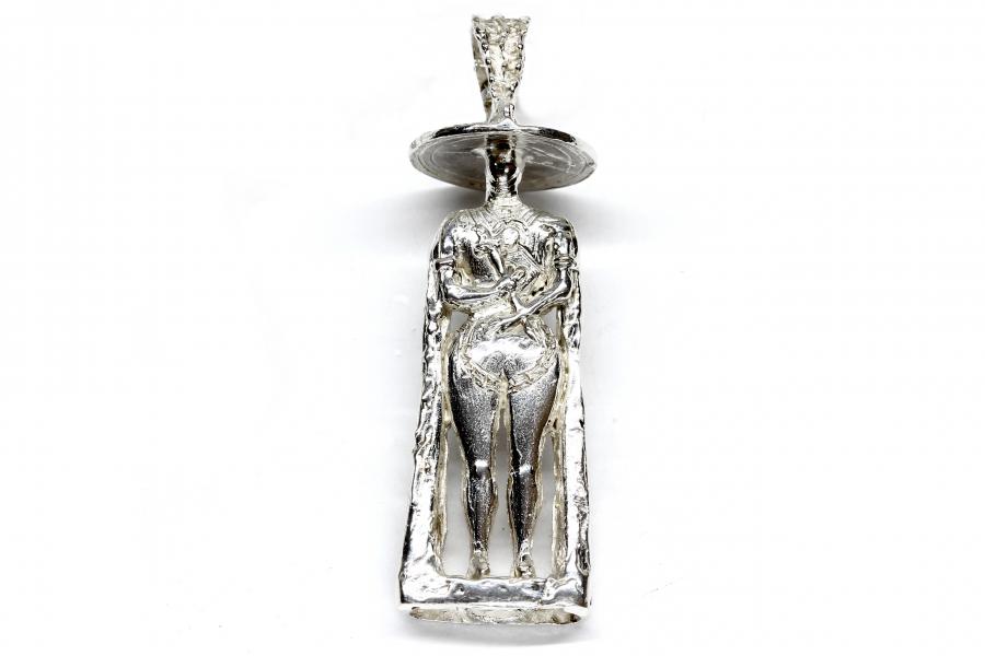 Ciondolo in oro bianco la rana e la luna crescente