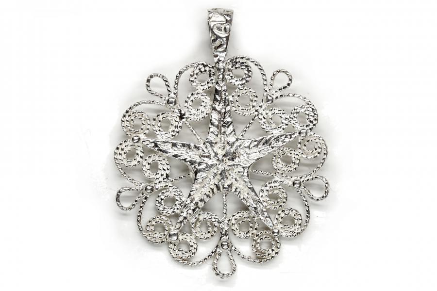 Ciondolo in oro con madreperla e pietre semipreziose