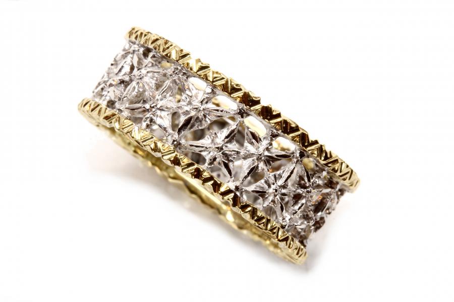 Anello in oro bianco e oro rosa con diamanti