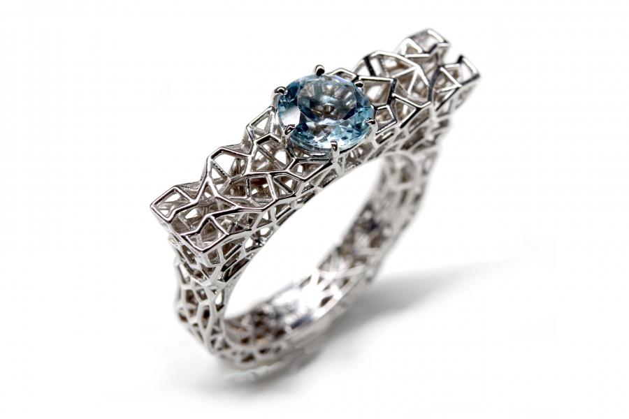 Anello in oro bianco e oro rosa con diamanti