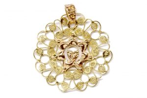 Ciondolo in oro giallo e rosa Presentosa, media