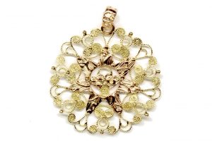 Ciondolo in oro giallo e rosa Presentosa, grande