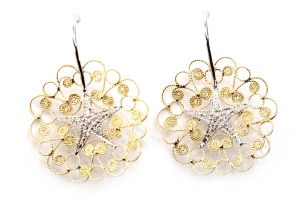 Orecchini in oro giallo e bianco con diamanti, la Pescarina