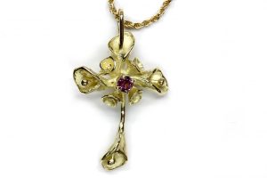 Ciondolo in oro, con Calle e Pietra semipreziosa