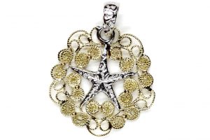 Ciondolo in oro giallo e bianco Pescarina, piccola