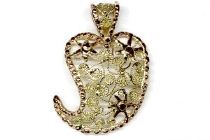 Ciondolo in oro giallo e rosa Cuore d'Abruzzo con Filigrana, piccolo