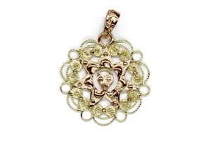 Ciondolo in oro giallo e rosa Presentosa, piccola