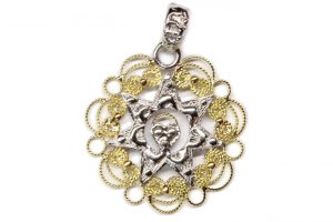 Ciondolo in oro giallo e bianco Presentosa, piccola